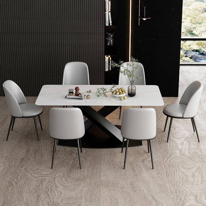 Modern Rectangle Dinette Set 1/2/5/7 Pieces Dining Table Set with Sintered Stone Top