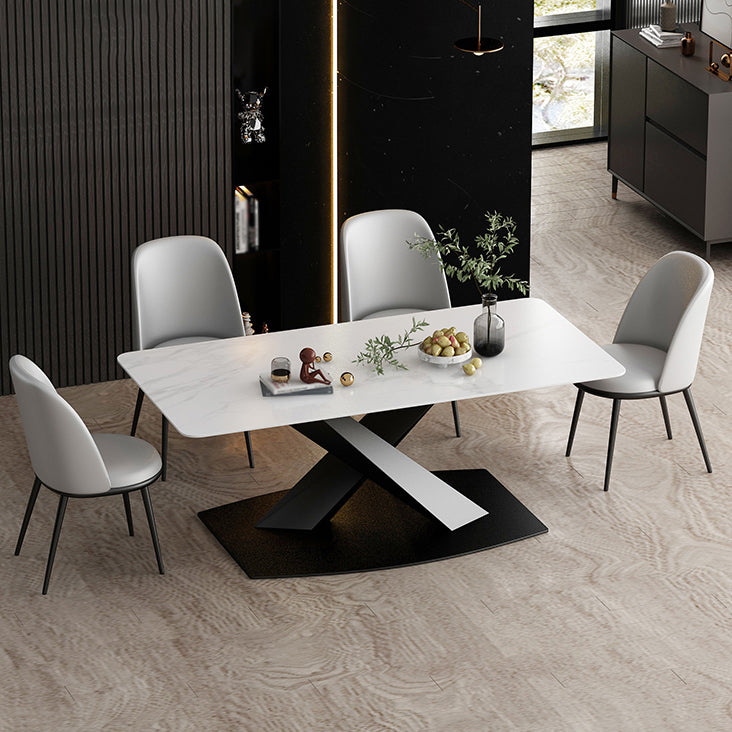 Modern Rectangle Dinette Set 1/2/5/7 Pieces Dining Table Set with Sintered Stone Top