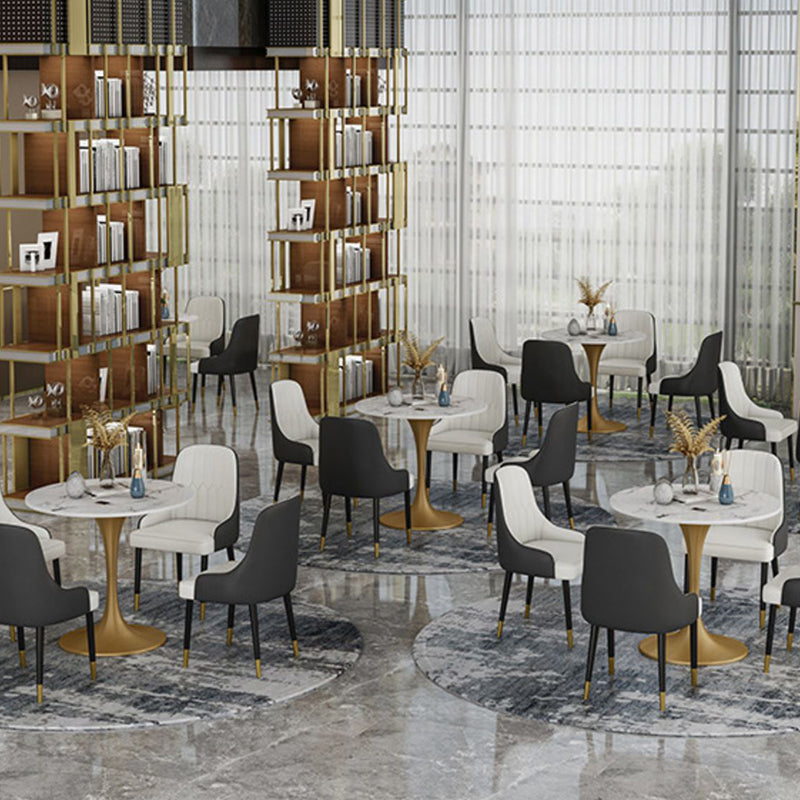 Glam Sintered Stone Dining Table Set Round 1/2/4/5 Pieces Dining Set for Home Use