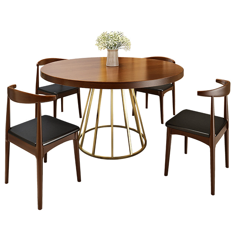 Round Dining Table Contemporary Style Solid Wood Dinner Table for Kitchen Home