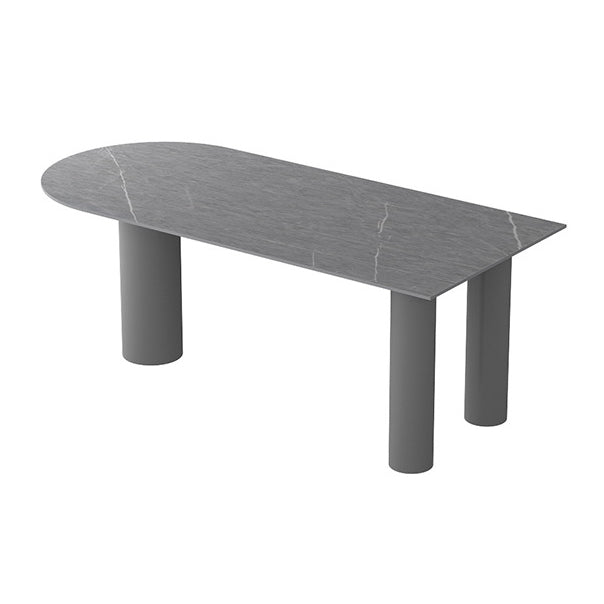 Free Form Dining Table Modern Sintered Stone Top Iron Base Table