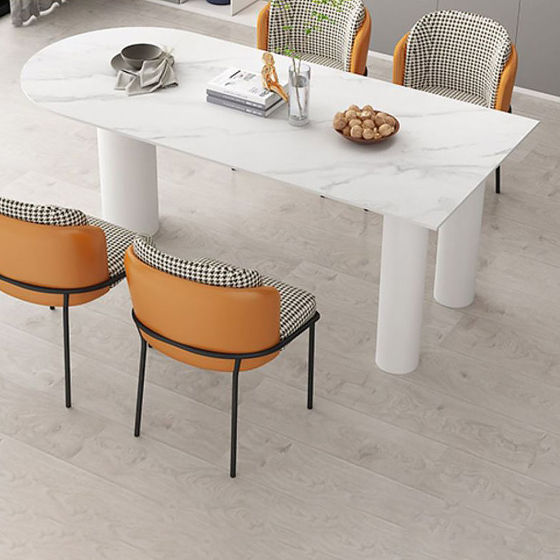 Free Form Dining Table Modern Sintered Stone Top Iron Base Table