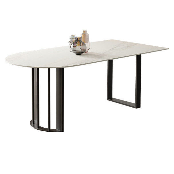 Simplicity Free Form Table Sintered Stone Top Iron Base Dining Table