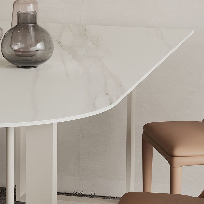 Simplicity Free Form Table Sintered Stone Top Iron Base Dining Table