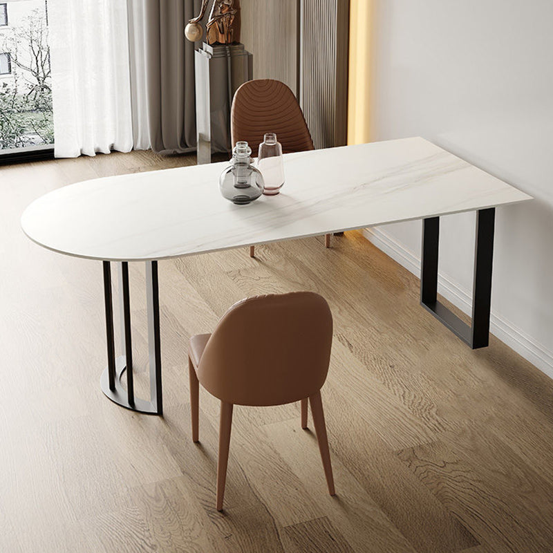 Simplicity Free Form Table Sintered Stone Top Iron Base Dining Table