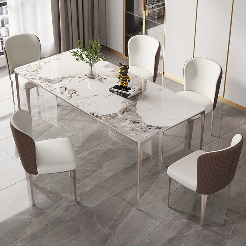 Modern Rectangle Dining Table Sintered Stone Table with 4 Legs