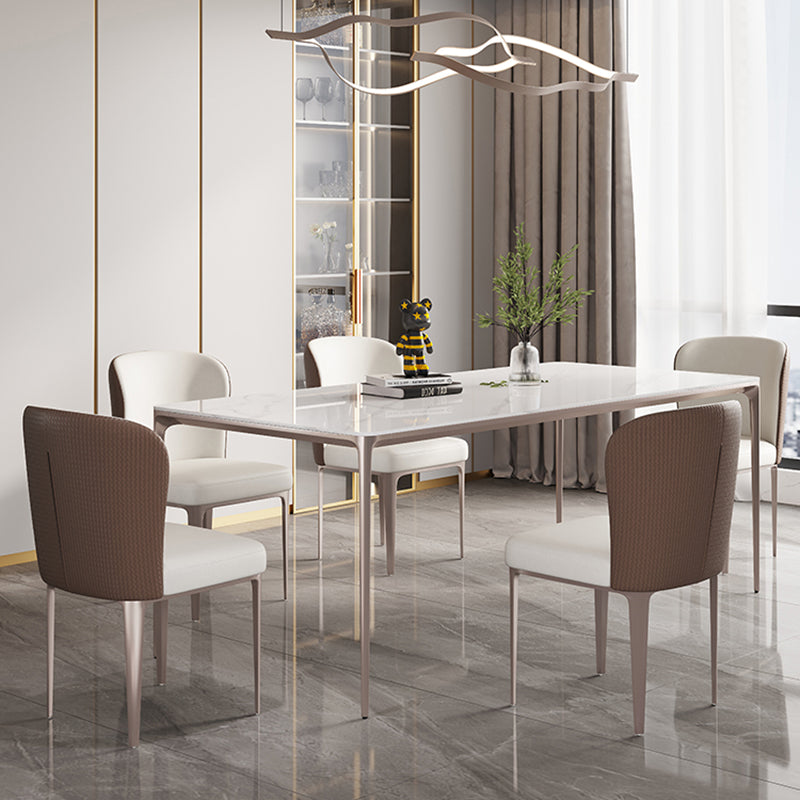 Modern Rectangle Dining Table Sintered Stone Table with 4 Legs