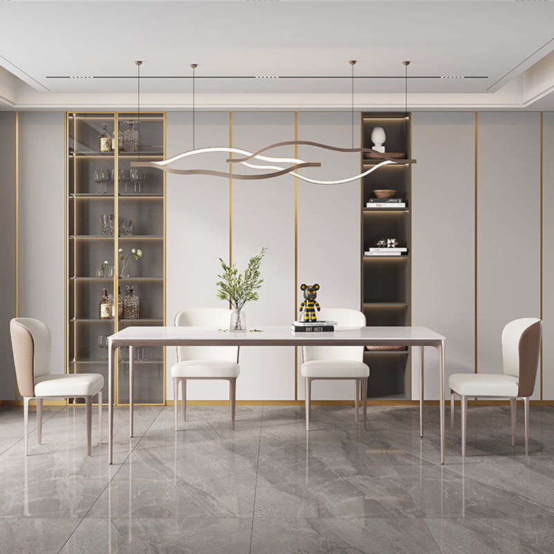 Modern Rectangle Dining Table Sintered Stone Table with 4 Legs