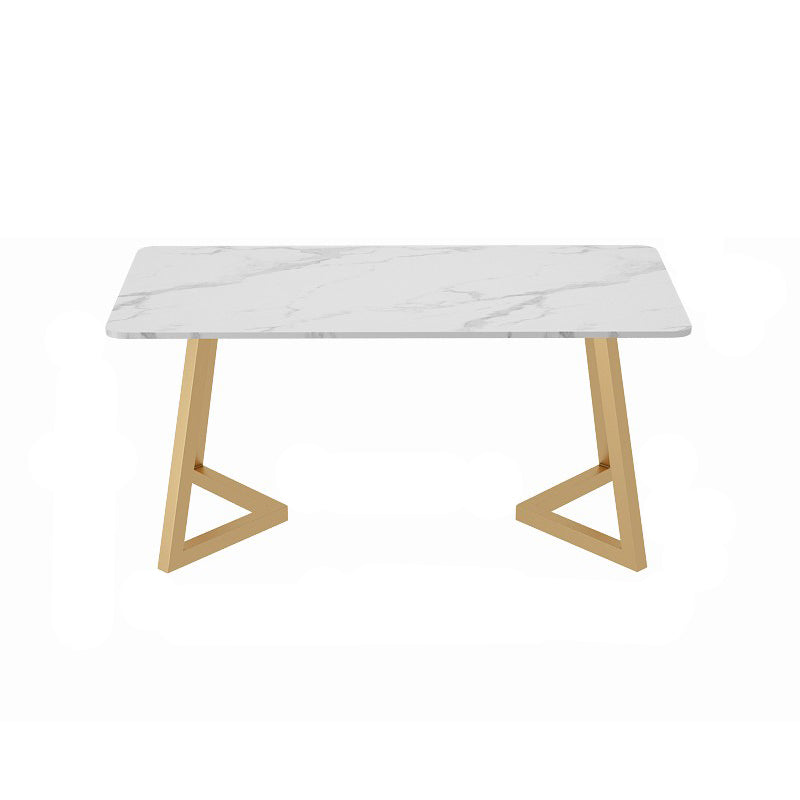 Traditional Luxury Dining Table White Stone Top Gold Base Dining Room Table
