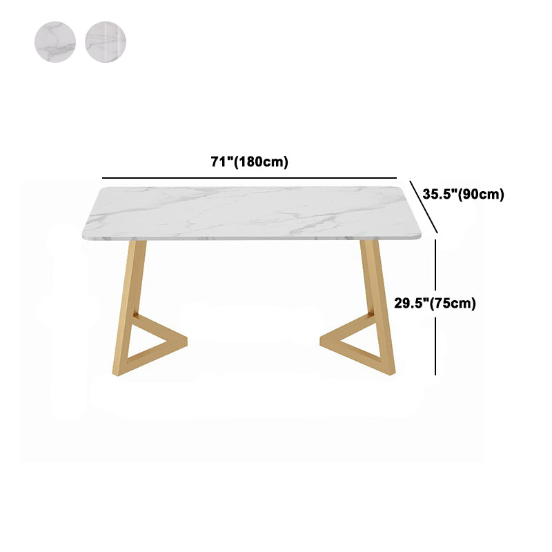 Traditional Luxury Dining Table White Stone Top Gold Base Dining Room Table