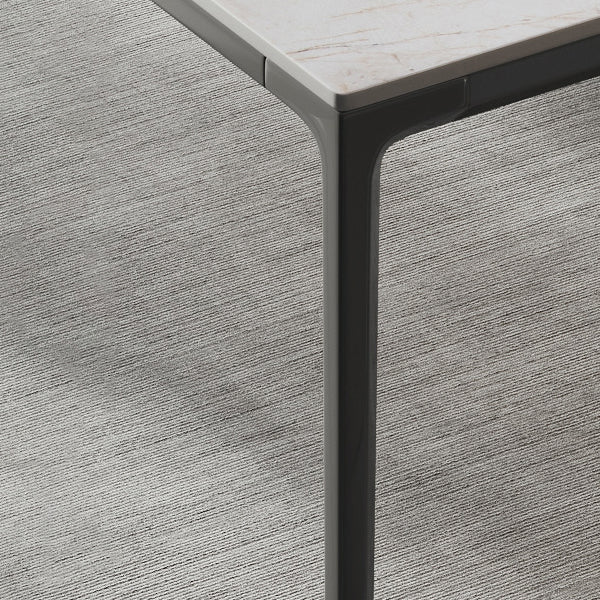 Industrial Style Rectangle Dining Table Stone Furniture with Metal 4 Legs