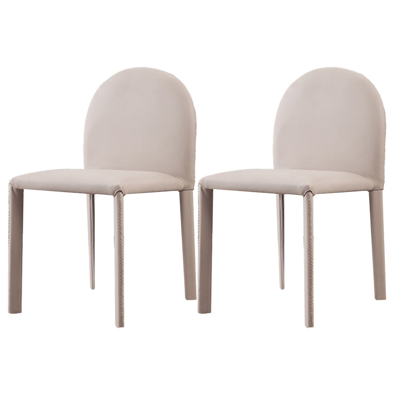 Minimalist Style Solid Back Armless Dining Chairs Leather Dining Chairs for Home