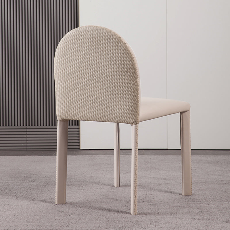 Minimalist Style Solid Back Armless Dining Chairs Leather Dining Chairs for Home