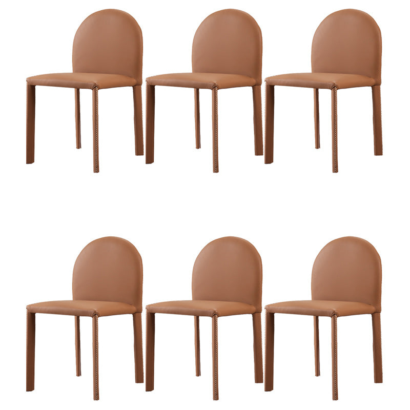 Minimalist Style Solid Back Armless Dining Chairs Leather Dining Chairs for Home
