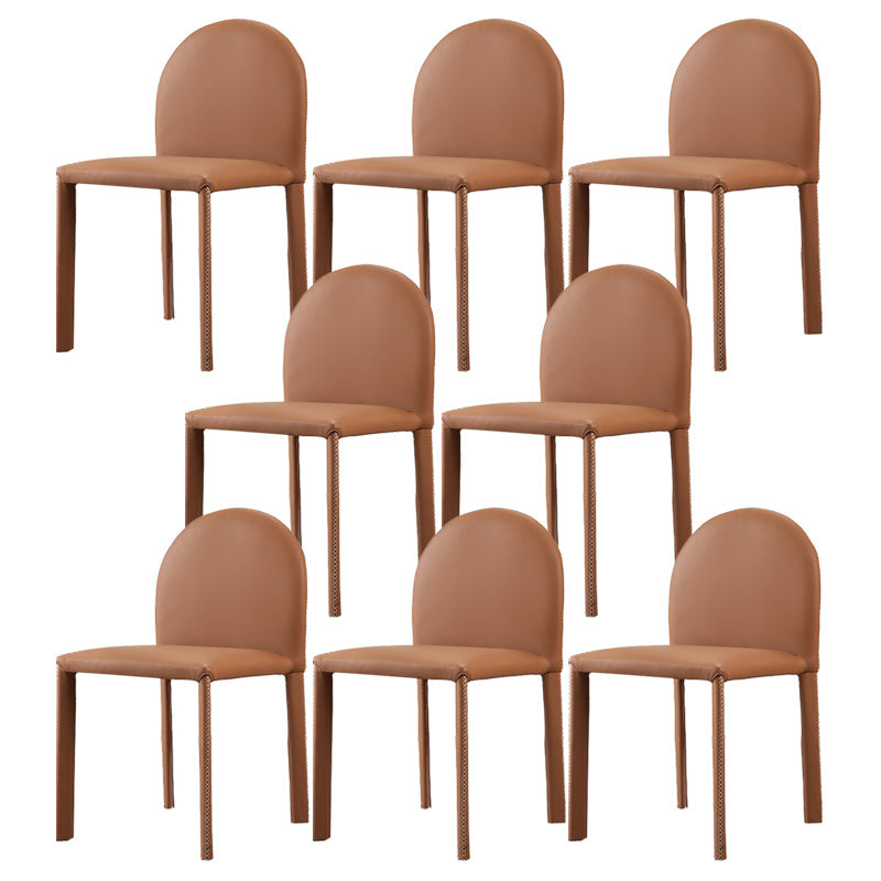 Minimalist Style Solid Back Armless Dining Chairs Leather Dining Chairs for Home