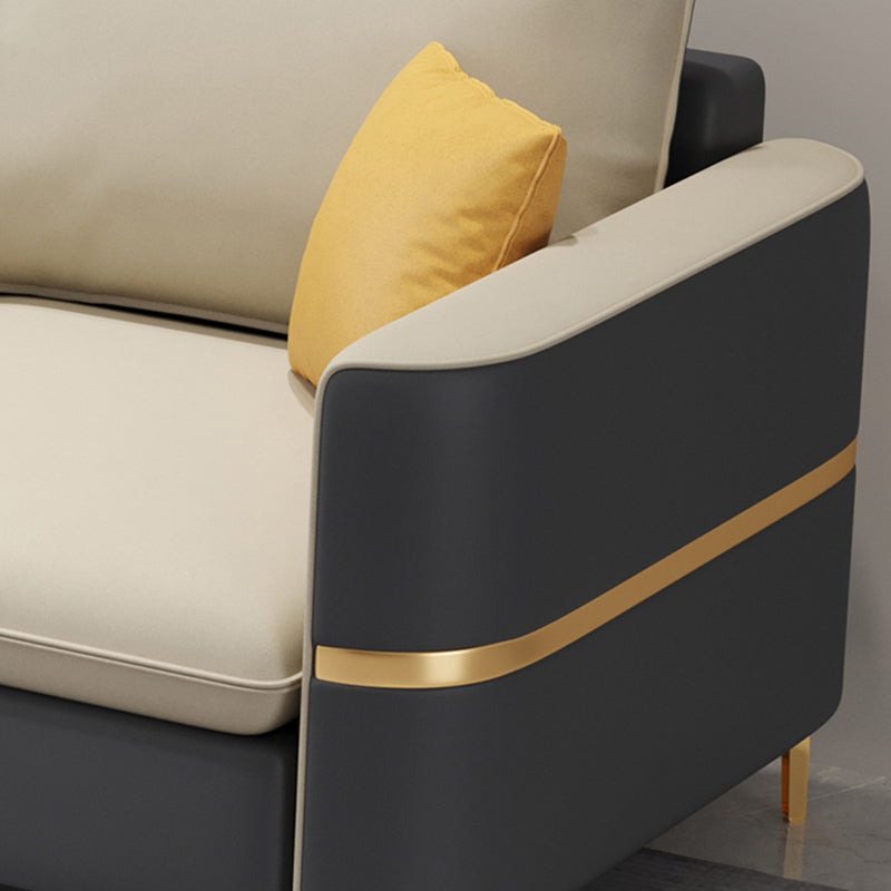 35.4"H Modern Square Arm Faux Leather Sofa& Chaise for Living Room