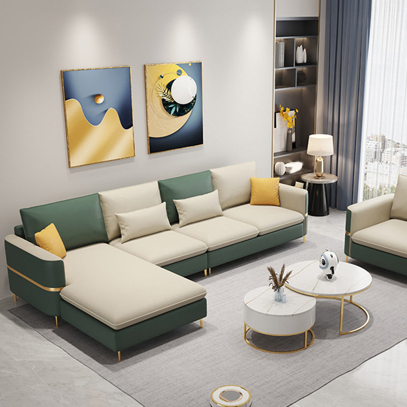 35.4"H Modern Square Arm Faux Leather Sofa& Chaise for Living Room
