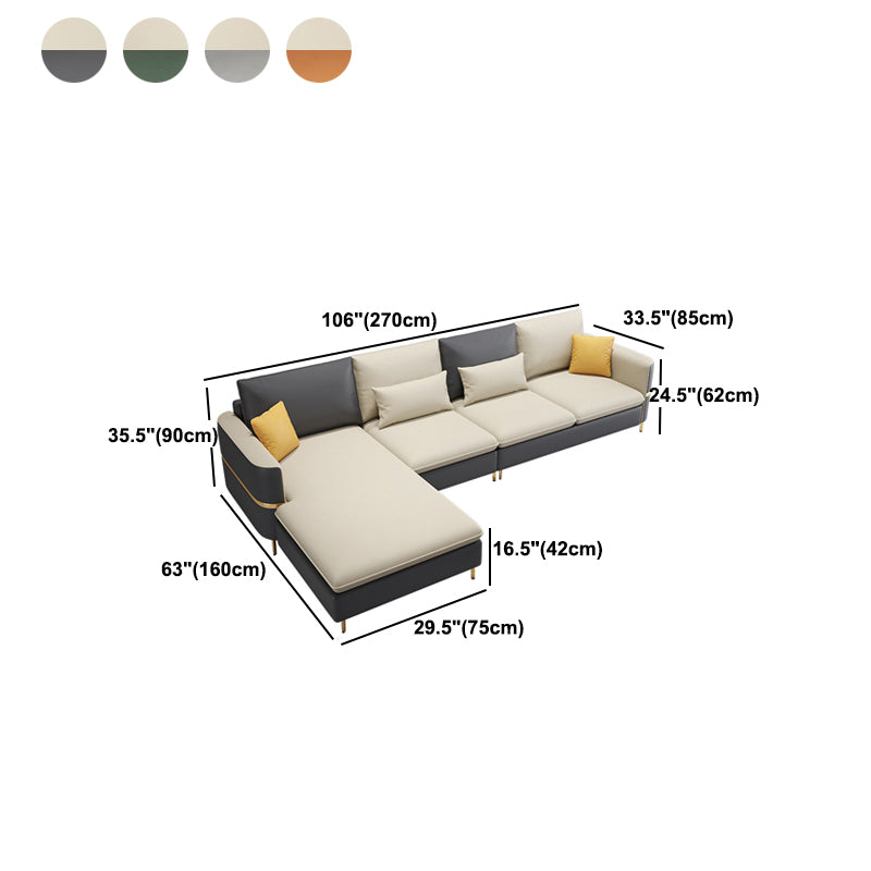 35.4"H Modern Square Arm Faux Leather Sofa& Chaise for Living Room