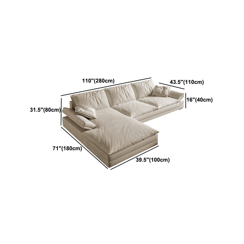 31.5"H White Faux Leather Pillow Top Arm Sofa & Chaise for Living Room