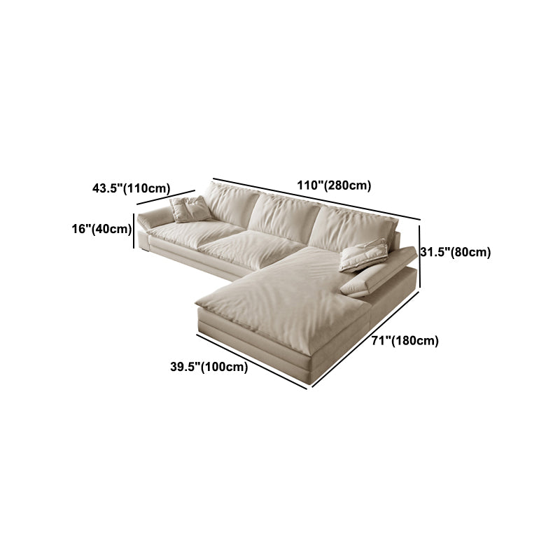 31.5"H White Faux Leather Pillow Top Arm Sofa & Chaise for Living Room