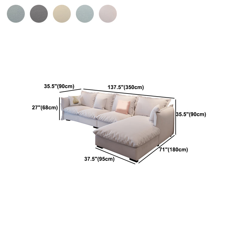 Modern Square Arm Sofa & Chaise, Loose Back Linen Sofa - 70.87" D