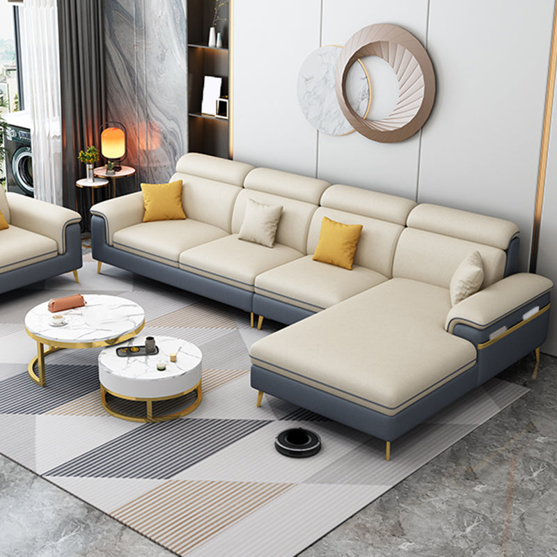 35.4"H Faux Leather Pillow Top Arm Sofa & Chaise for Living Room