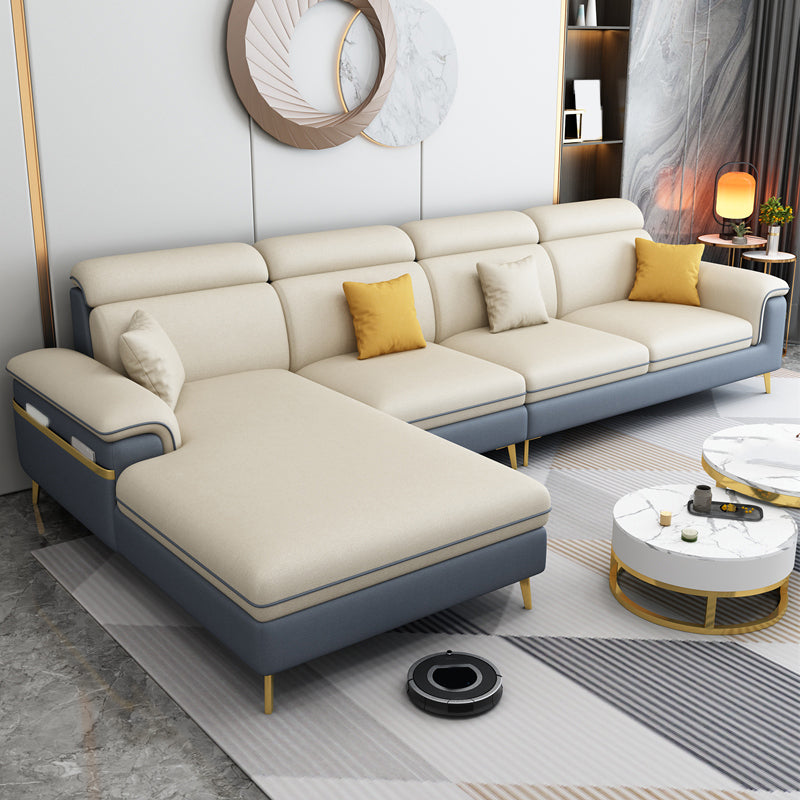 35.4"H Faux Leather Pillow Top Arm Sofa & Chaise for Living Room
