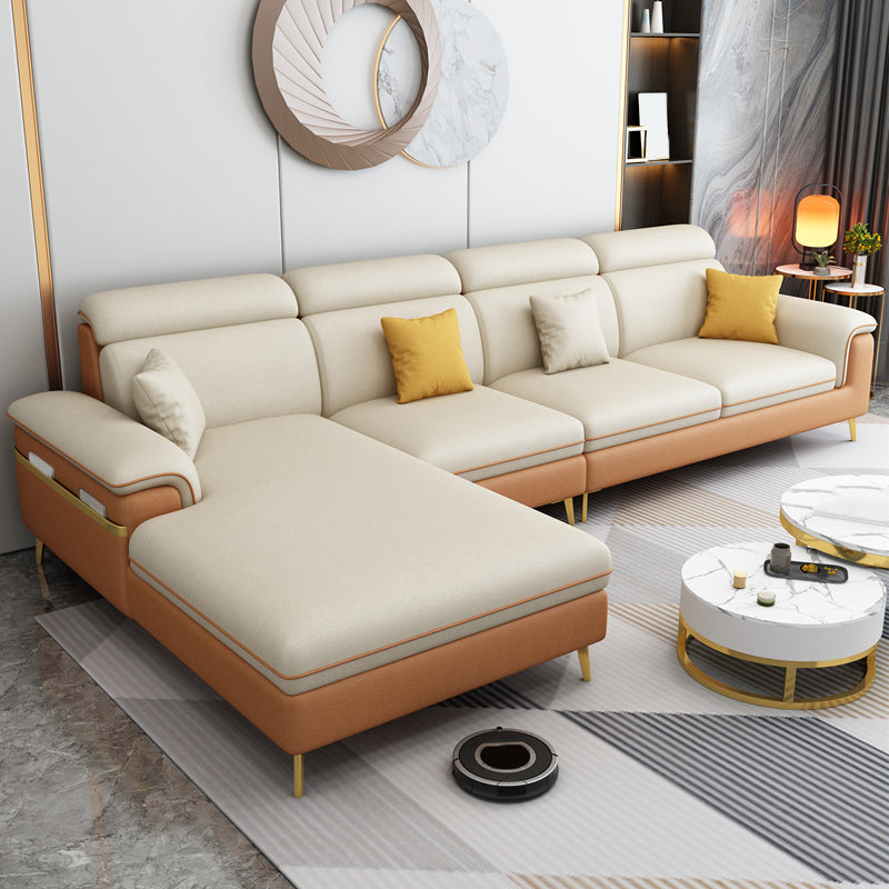 35.4"H Faux Leather Pillow Top Arm Sofa & Chaise for Living Room