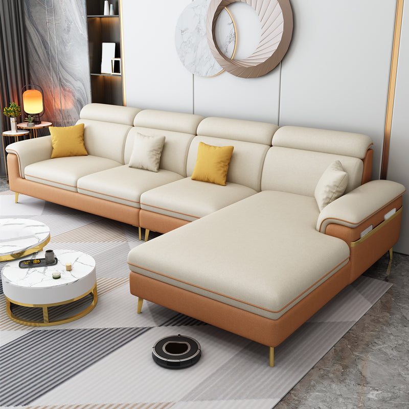 35.4"H Faux Leather Pillow Top Arm Sofa & Chaise for Living Room