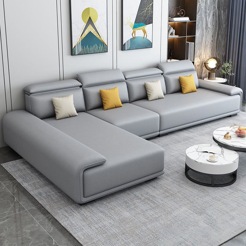 30.3"H Modern Faux Leather Square Arm Sofa & Chaise for Living Room