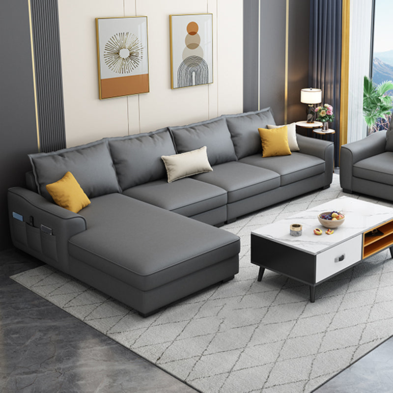 35.4"H Faux Leather Flared Arm Sofa & Chaise for Living Room