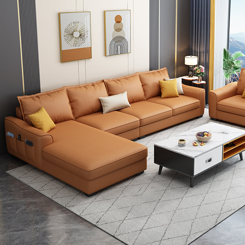 35.4"H Faux Leather Flared Arm Sofa & Chaise for Living Room