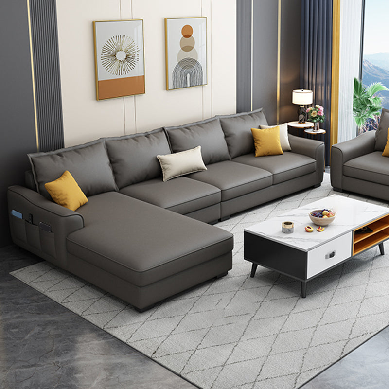 35.4"H Faux Leather Flared Arm Sofa & Chaise for Living Room