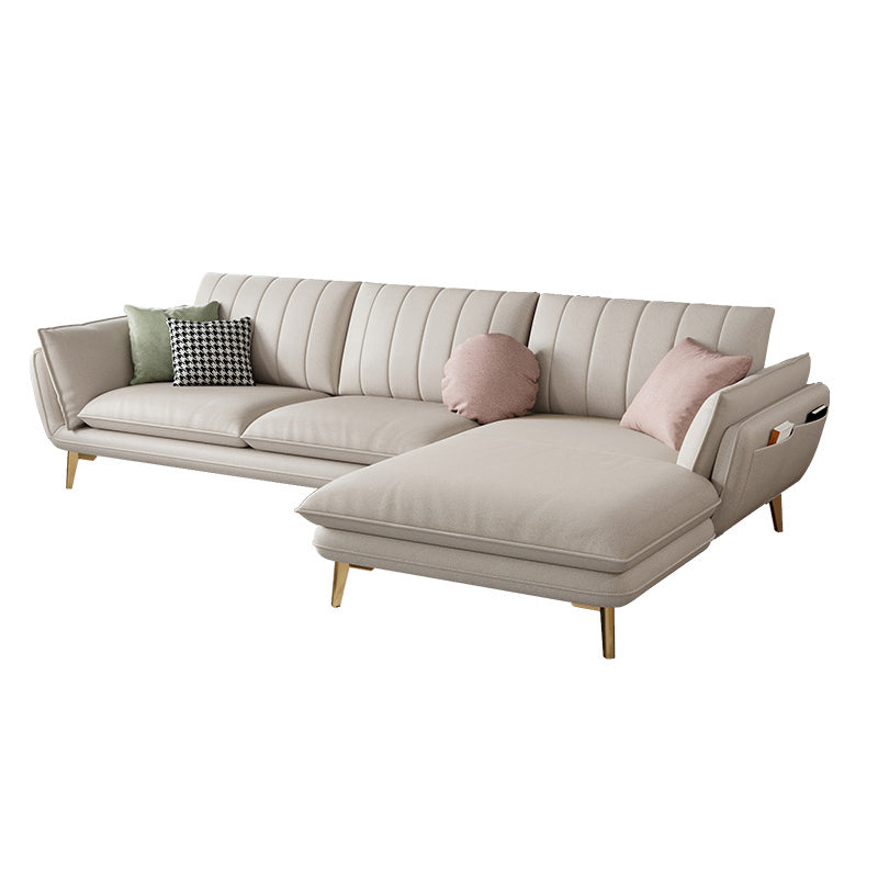 Scandinavian Faux Leather Sofa with Storage, Flared Arm Sofa with Pillows
