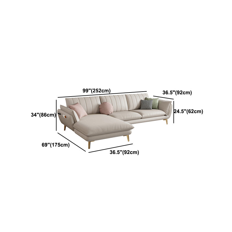Scandinavian Faux Leather Sofa with Storage, Flared Arm Sofa with Pillows