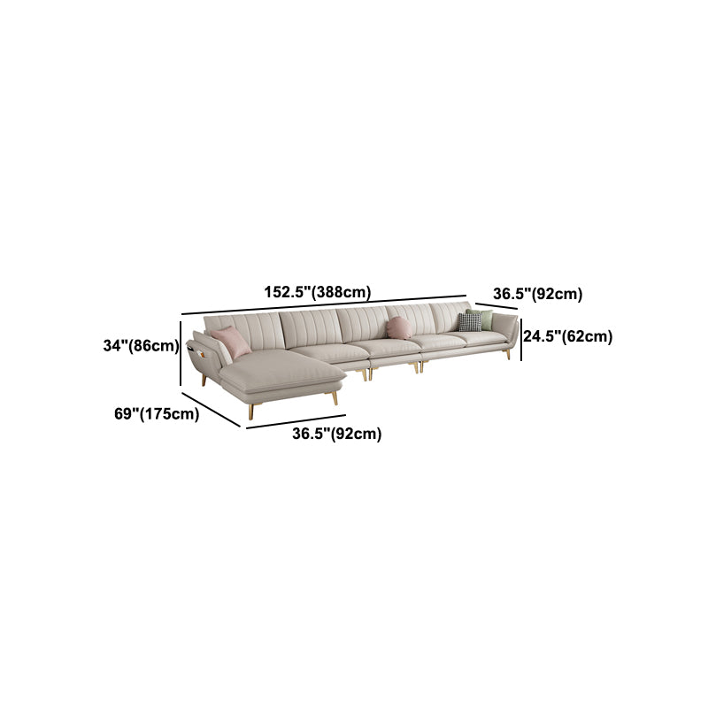 Scandinavian Faux Leather Sofa with Storage, Flared Arm Sofa with Pillows