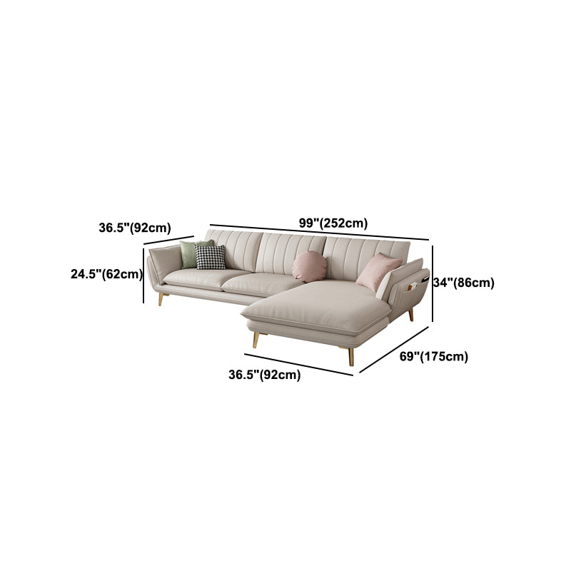 Scandinavian Faux Leather Sofa with Storage, Flared Arm Sofa with Pillows