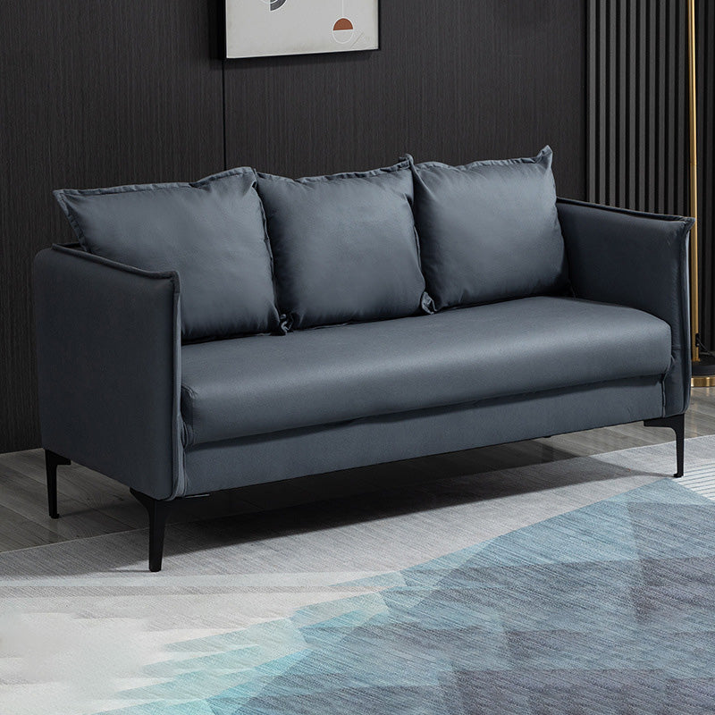 Square Arm  Sofa 25.59" D x 26.371" H Faux Leather Sofa for Living Room