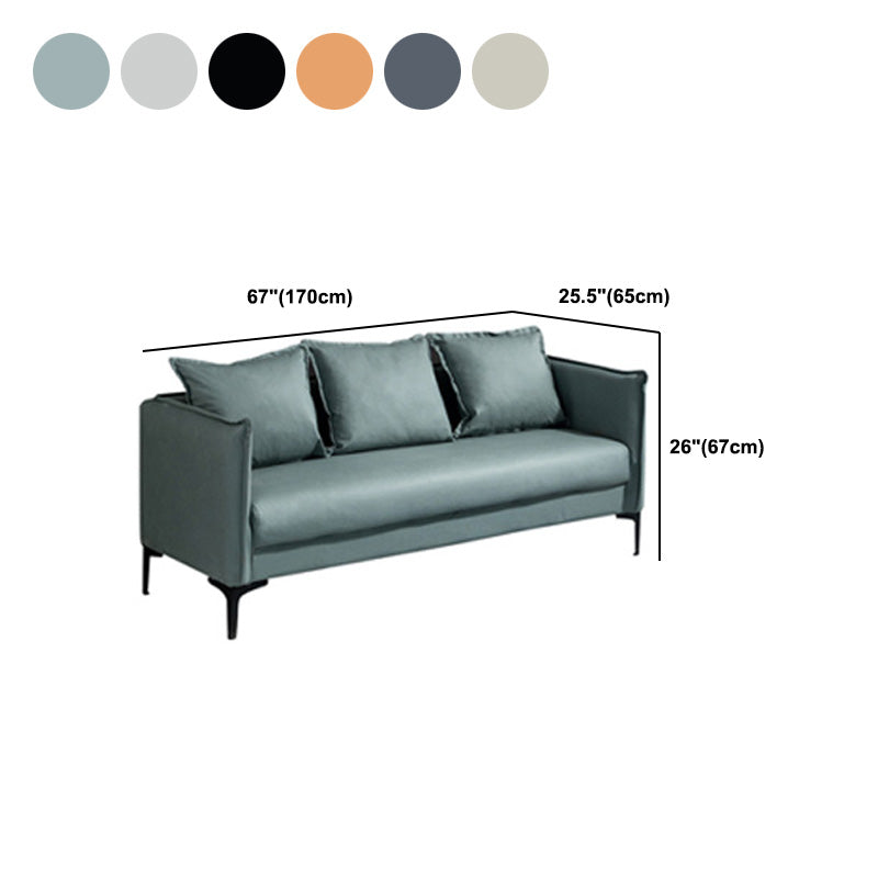 Square Arm  Sofa 25.59" D x 26.371" H Faux Leather Sofa for Living Room