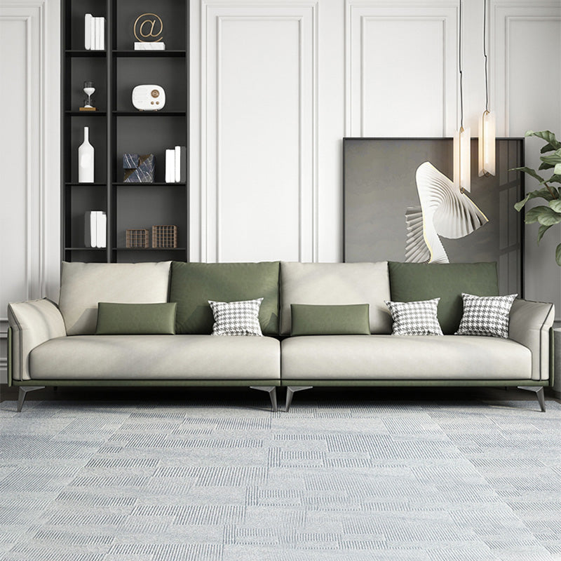 Faux Leather Stain Resistant Contemporary Sofa Couch in Green