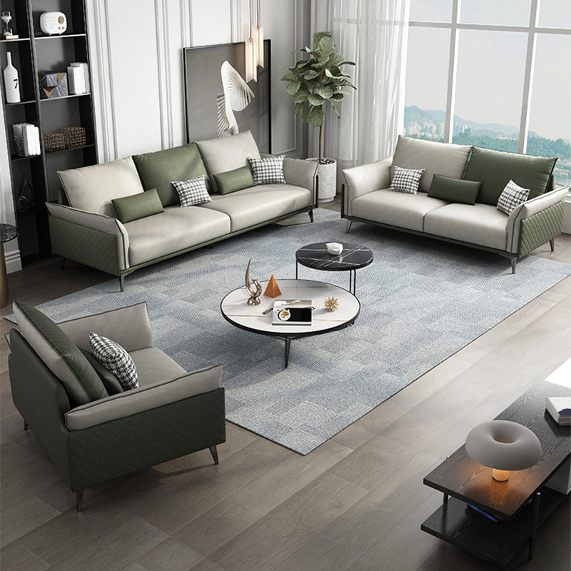 Faux Leather Stain Resistant Contemporary Sofa Couch in Green