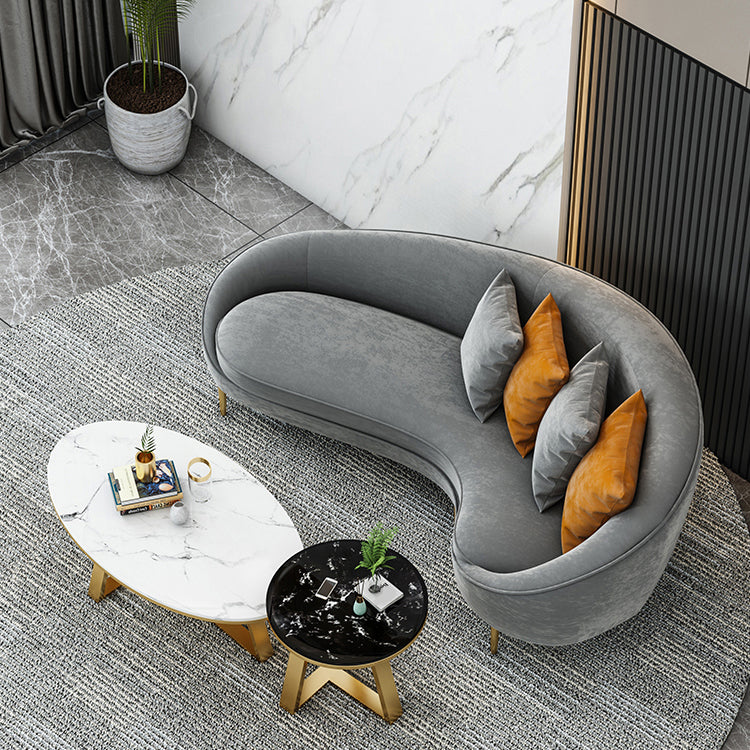 Velvet Tight Back Sofa with Tuxedo Arm and Grey Upholstery for Living Room