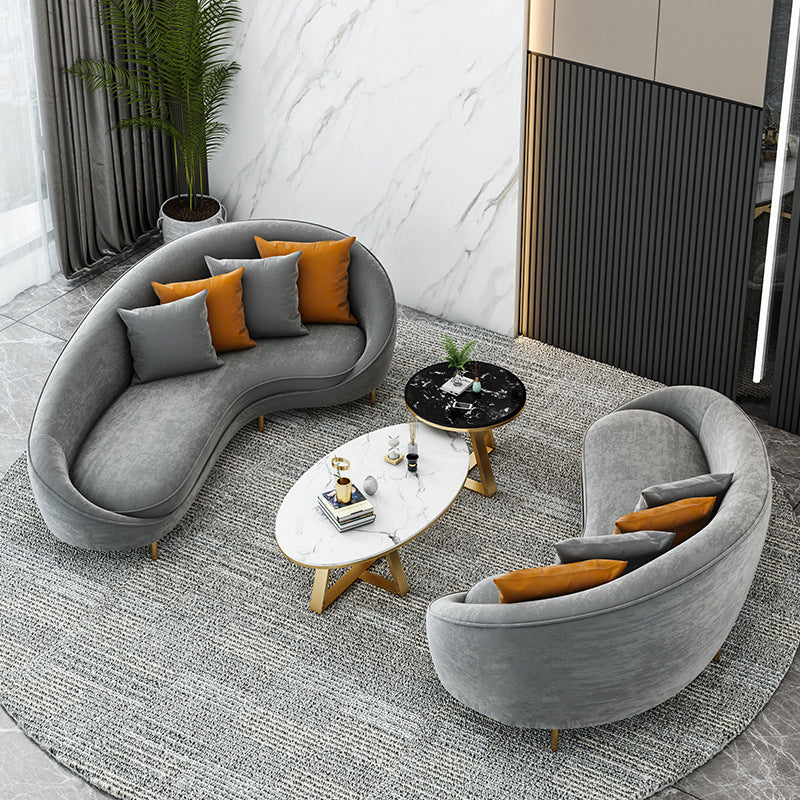 Velvet Tight Back Sofa with Tuxedo Arm and Grey Upholstery for Living Room