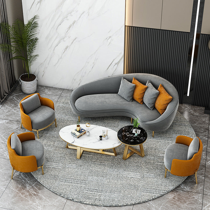 Velvet Tight Back Sofa with Tuxedo Arm and Grey Upholstery for Living Room