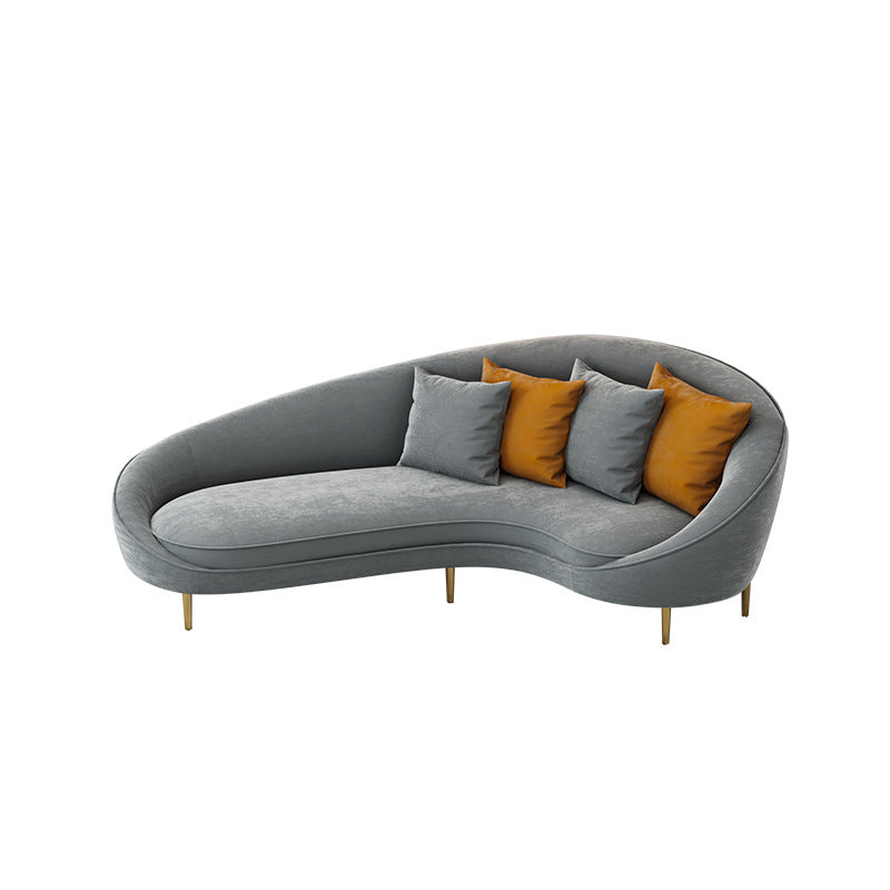 Velvet Tight Back Sofa with Tuxedo Arm and Grey Upholstery for Living Room