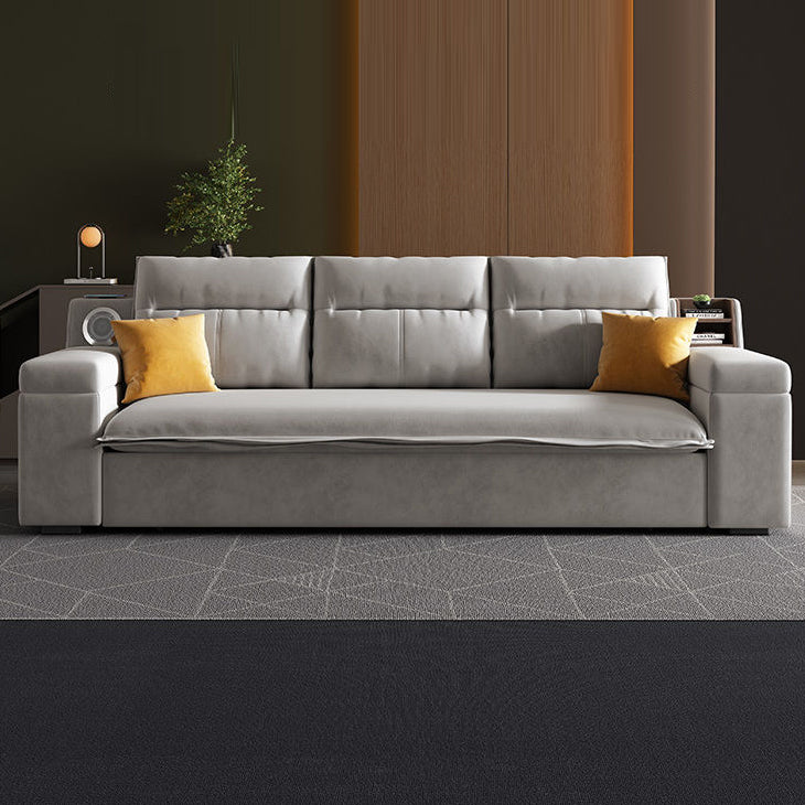Contemporary Pillow Top Arm Bed Sofa Couch with Storage in Grey