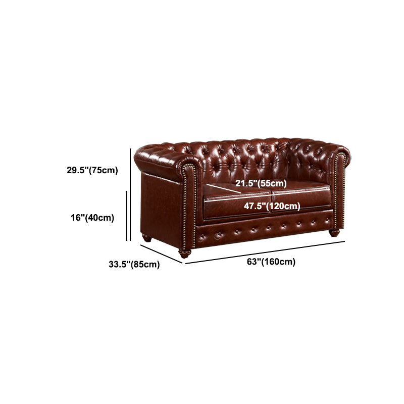 Tufted Split-Back Sofa 33.46" D x 29.52" H Rolled Arm Sofa for Living Room