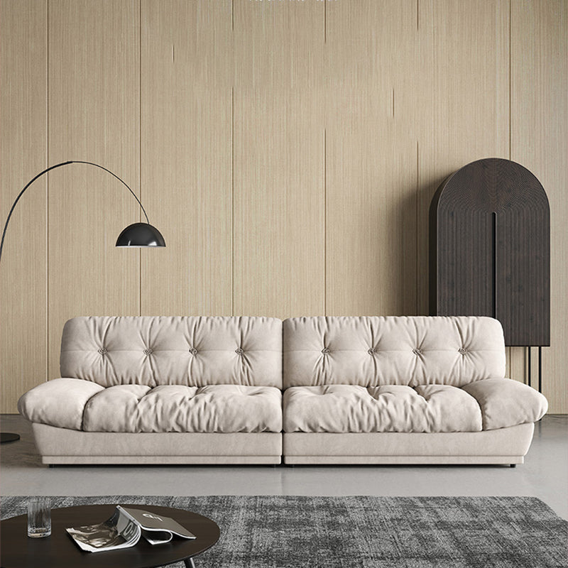 Faux Leather/ Suede Contemporary Tufted Split-Back Settee Sofa