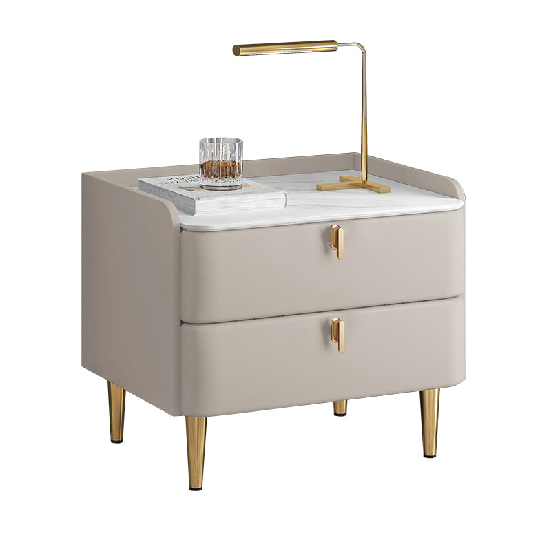20" Tall 2-Drawer Solid Wood Nightstand Glam Night Table with 4 Legs