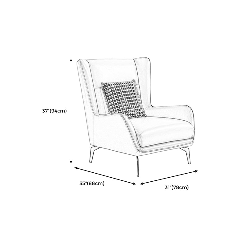 Genuine Leather Accent Chair 4 Legs Solid Color Room Chair for Living Room